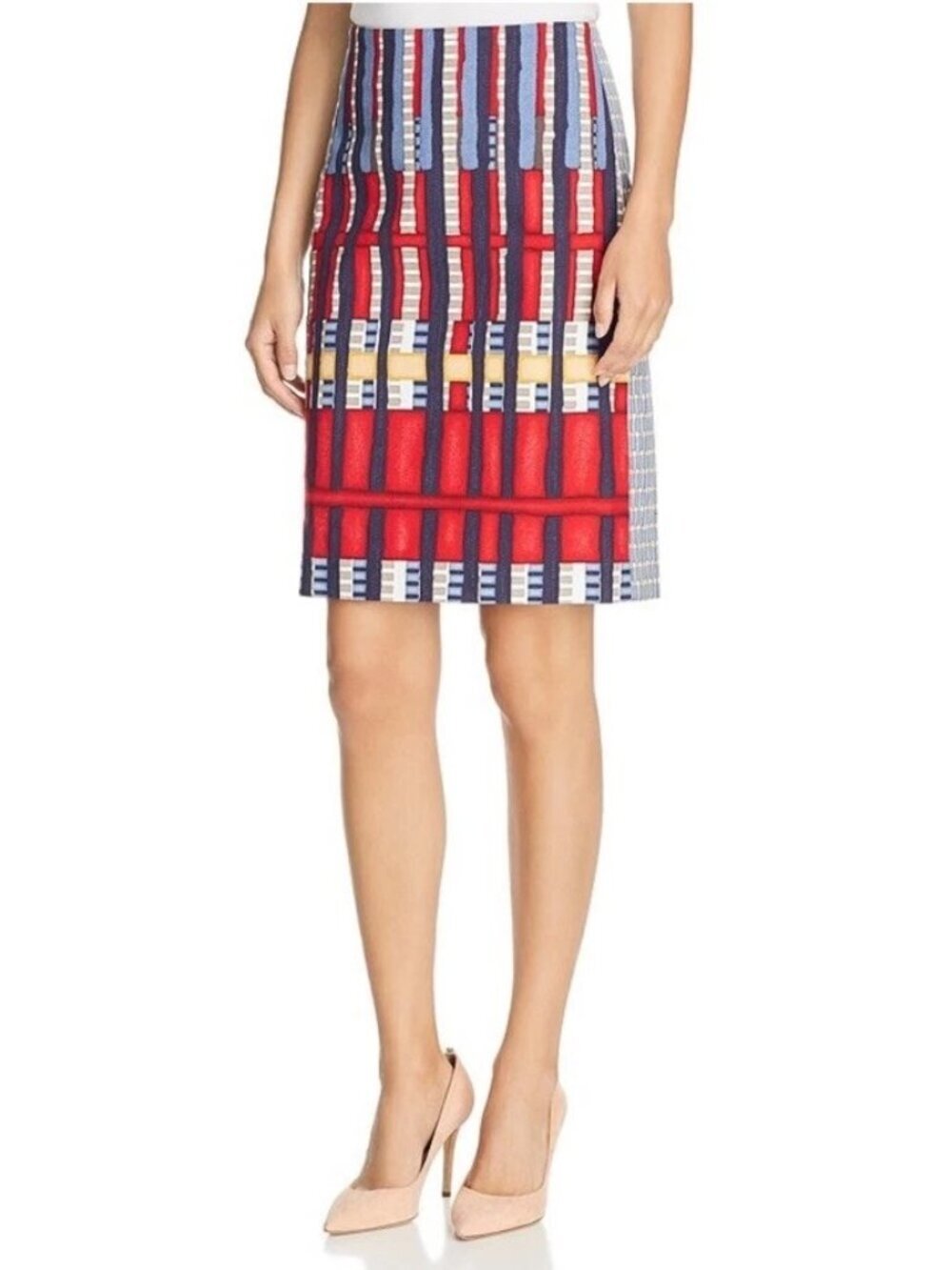 NIC+ZOE Abstract Geometric Color Block Print Pencil Skirt Size 12 Mixed Print